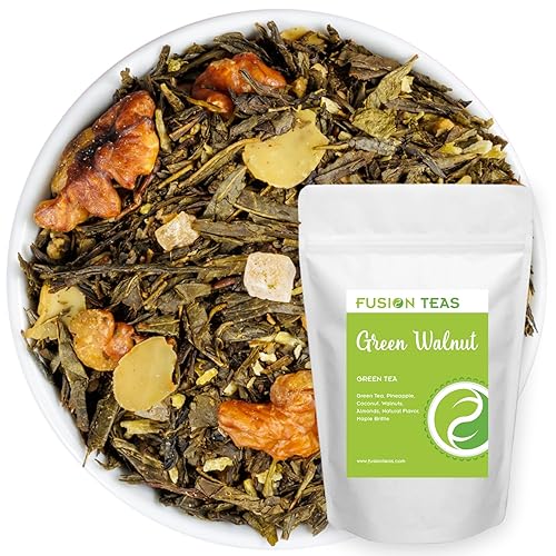 Green Walnut Green Tea With Pineapple, Coconut, Almonds & Maple - Gourmet Loose Leaf Sencha Tea - 4 Oz. Pouch