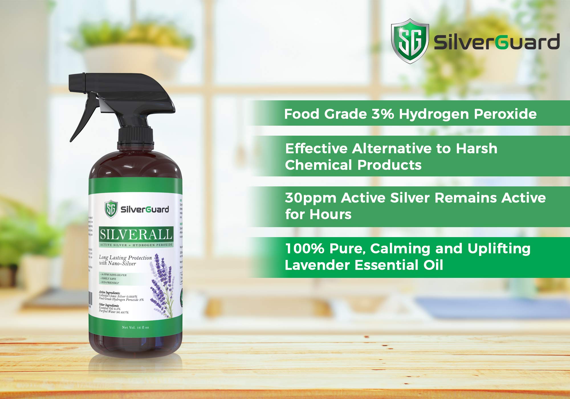 SilverGuard SilverAll Enhanced Hydrogen Peroxide Cleaner + Active Silver | All Purpose Cleaner with Long-Lasting Protective Silver Shield | Food Grade