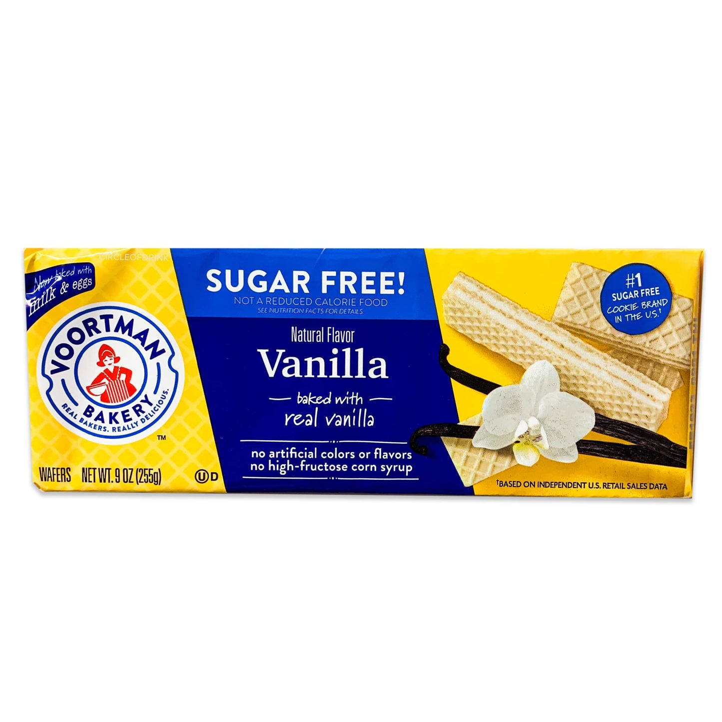 Voortman Sugar Free Wafers - Variety Pack - Strawberry (1, 9oz pack) - Vanilla (1, 9oz pack) - Chocolate (1, 9oz pack) - Baked with Real Ingredients