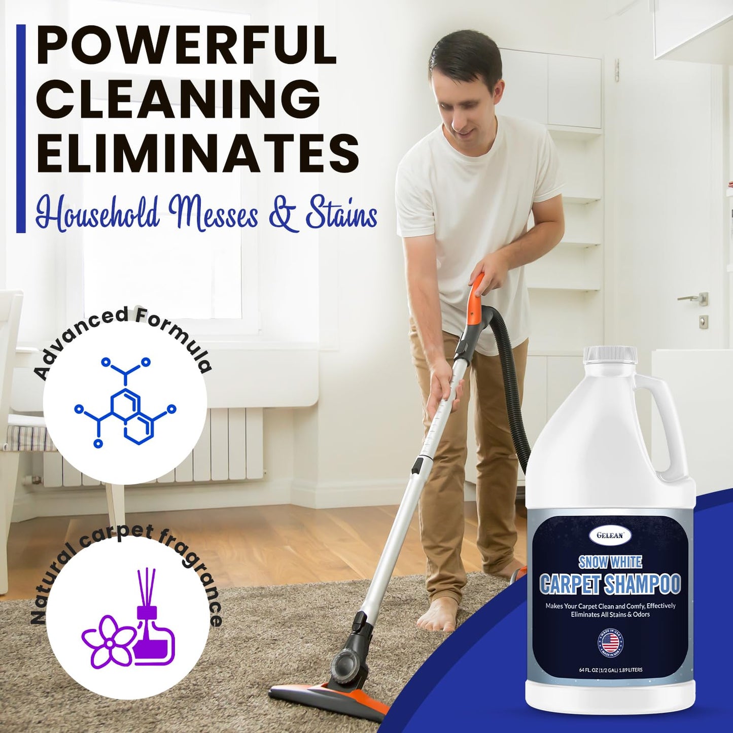 Carpet Cleaner Shampoo - MADE IN USA - Concentrate Carpet Cleaner & Deodorizer - Pet Stain And Odor Remover - Rug Extracting Shampoo, Upholstery