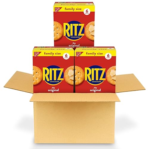 RITZ Original Crackers, Snacks for Kids and Adults, Bulk Lunch Snacks, Family Size, 3 Boxes
