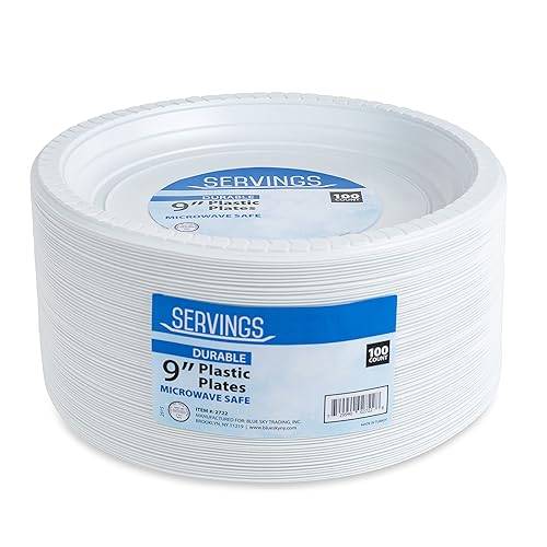 Blue Sky 9-Inch White Plastic Plate (100 Count -9 Inch Plate)