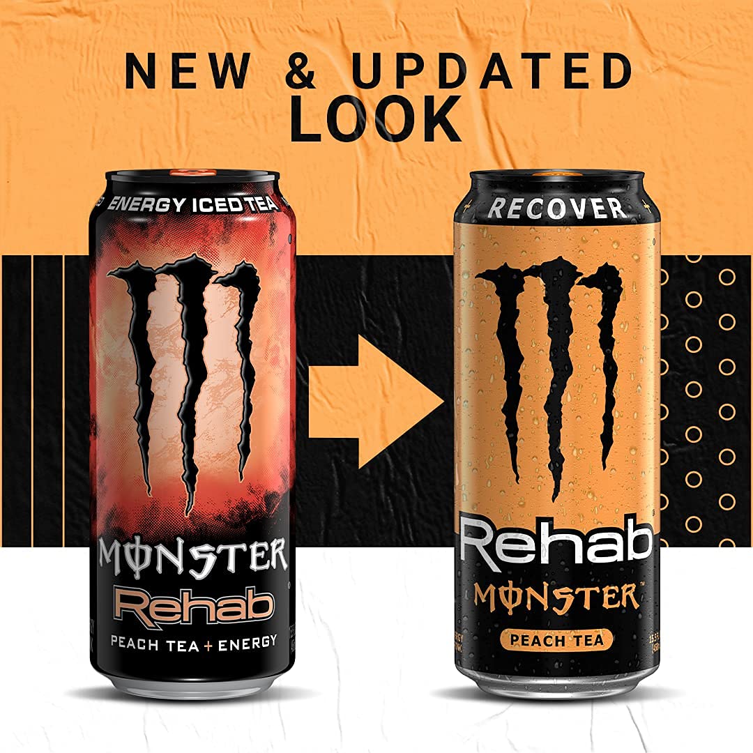 12 Pack - Monster Rehab - Peach Tea + Energy - 15.5oz