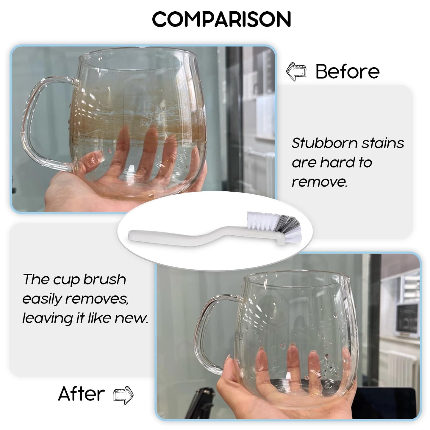 9 Pack Crevice Cleaning Brush Set, Hard Bristle Detail Brush Set for Deep Cleaning Kitchen, Bathroom, Grout, Sink, Bottle, Blender, Corners, Tight