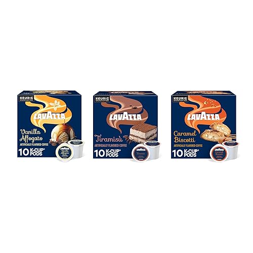 Lavazza Keurig® K-Cup® Flavor Variety Pack, Light-Medium Roast (30 Pods: 10 Tiramisu, 10 Vanilla Affogato, 10 Caramel Biscotti)