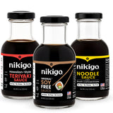 NIKIGO Soy Free Sauces Variety Pack - Original Soy Free Sauce, Hawaiian-Style Teriyaki Sauce, Noodle Sauce & Broth Concentrate - Premium Soy Sauce