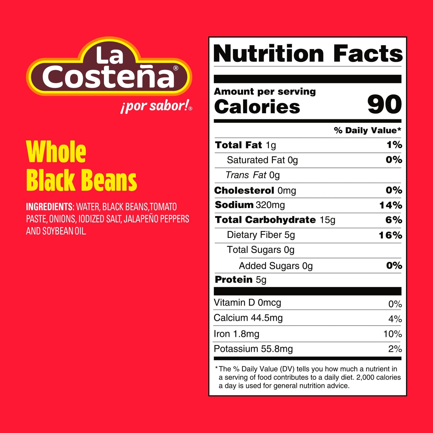 La Costeña Whole Black Beans - Ready-to-Eat Canned Black Beans for Mexican Food, Vegetarian Chili Ingredients, Frijoles Negros, Hummus, Dips, Burgers