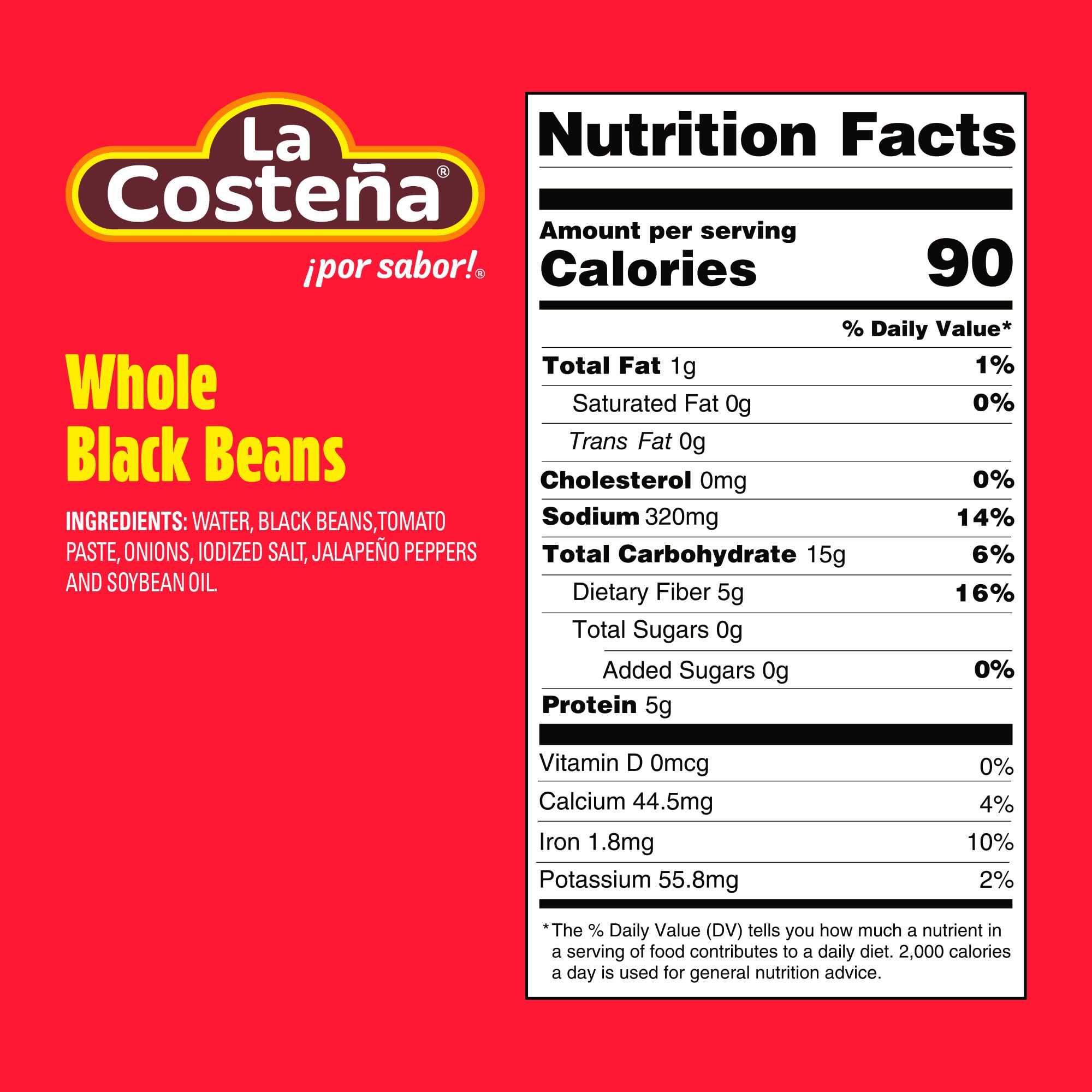 La Costeña Whole Black Beans - Ready-to-Eat Canned Black Beans for Mexican Food, Vegetarian Chili Ingredients, Frijoles Negros, Hummus, Dips, Burgers