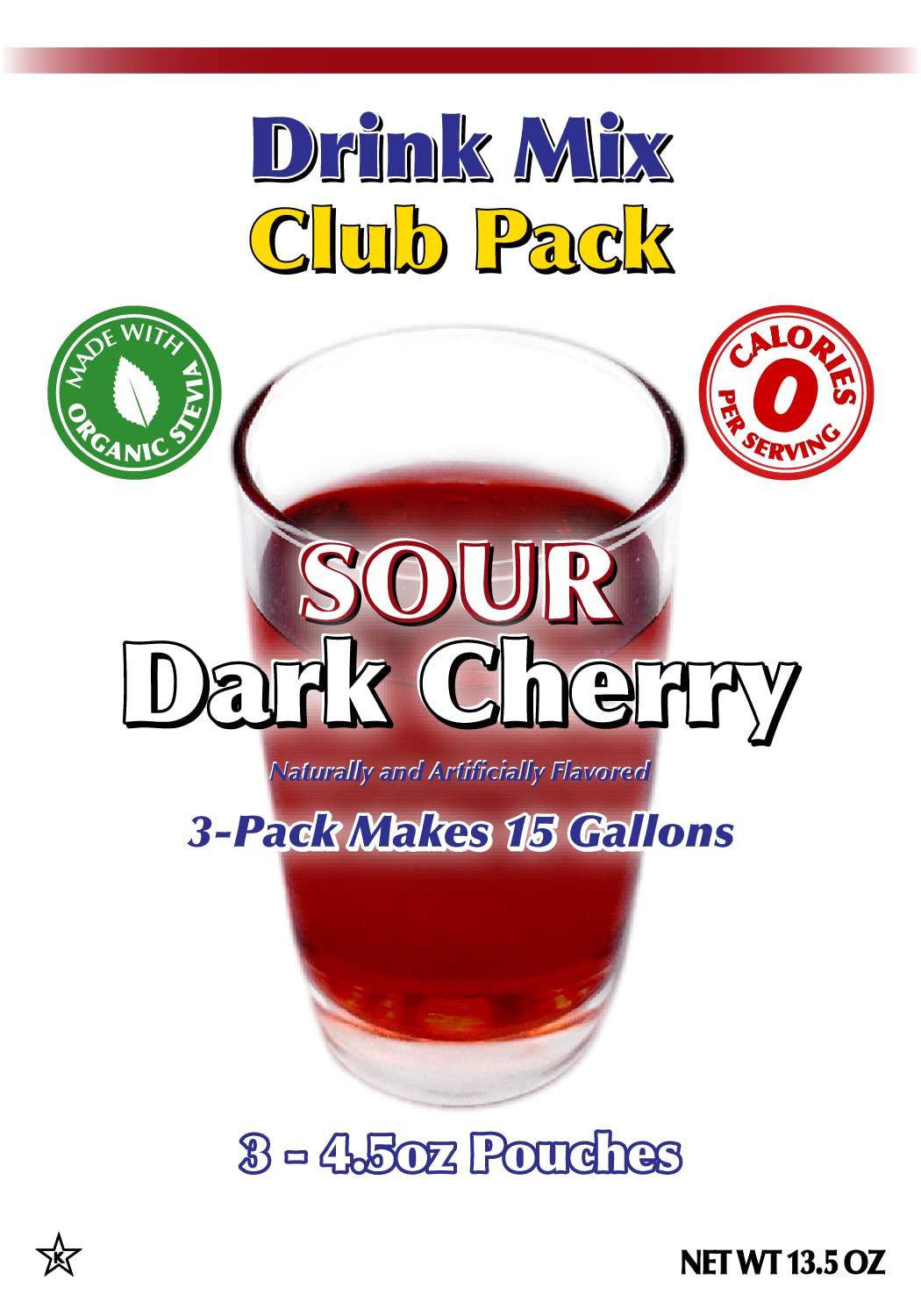 GramZero Sour Dark Cherry Zero Calorie Sugar Free Drink Mix, Great For Nutrition Club Loaded Tea, Stevia Sweetened