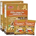 Pocas Honey Ginger Instant Tea Powder, Turmeric Flavor 2-Pack, Ginger Extract & Real Sweetener, Caffeine-Free Tea, 20 Packets per Box