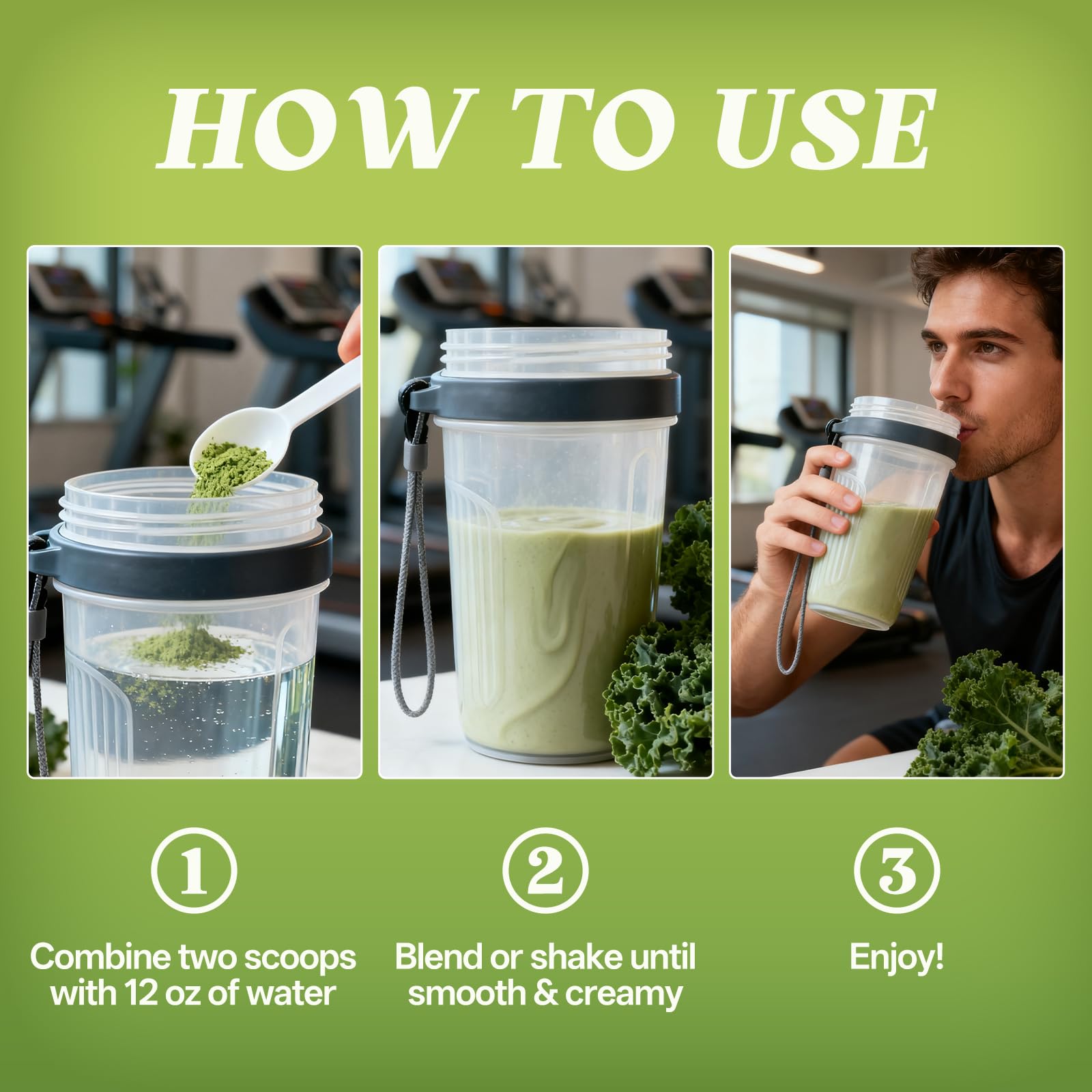 Freeze-Dried Kale Meal Replacement Shake | Powder with Oat & Chia Seeds, Plant Protein Rich Superfood Blend, Supports Energy, Digestive Support