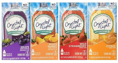 Crystal Light With Caffeine Variety Pack (40 Total Packets) Gluten Free - New 2016 Packaging - PACK OF 2