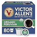 Victor Allen's Coffee Organic Peruvian, Medium Roast, 80 Count, Single Serve Coffee Pods for Keurig K-Cup Brewers
