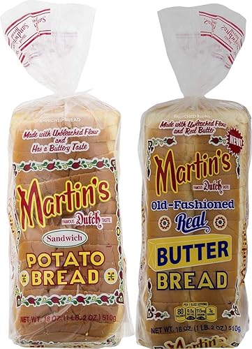 Martin's Famous Pastry Potato Bread Variety Pack- 18 oz. Bags (2 Loaves)