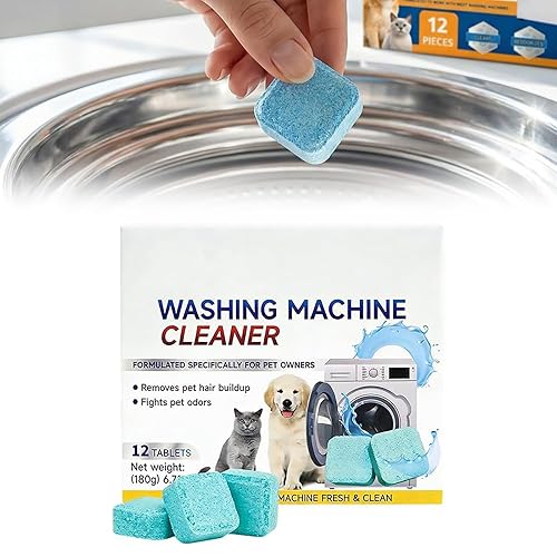 Washing Machine Cleaner Tablets, Pet Hair & Odor Deep Cleaning Tablets, Deep Cleaning Mold & Residue Remover for HE Top Front Load Washer