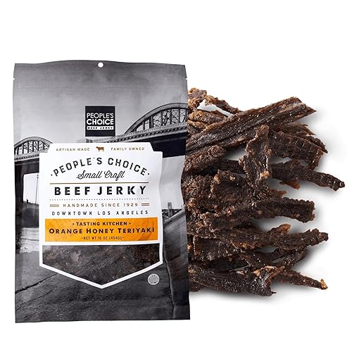 People’s Choice Beef Jerky - Tasting Kitchen - Orange Honey Teriyaki - Sweet & Savory - 8g Protein - Made in USA - 1 Pound (16 oz) Bag