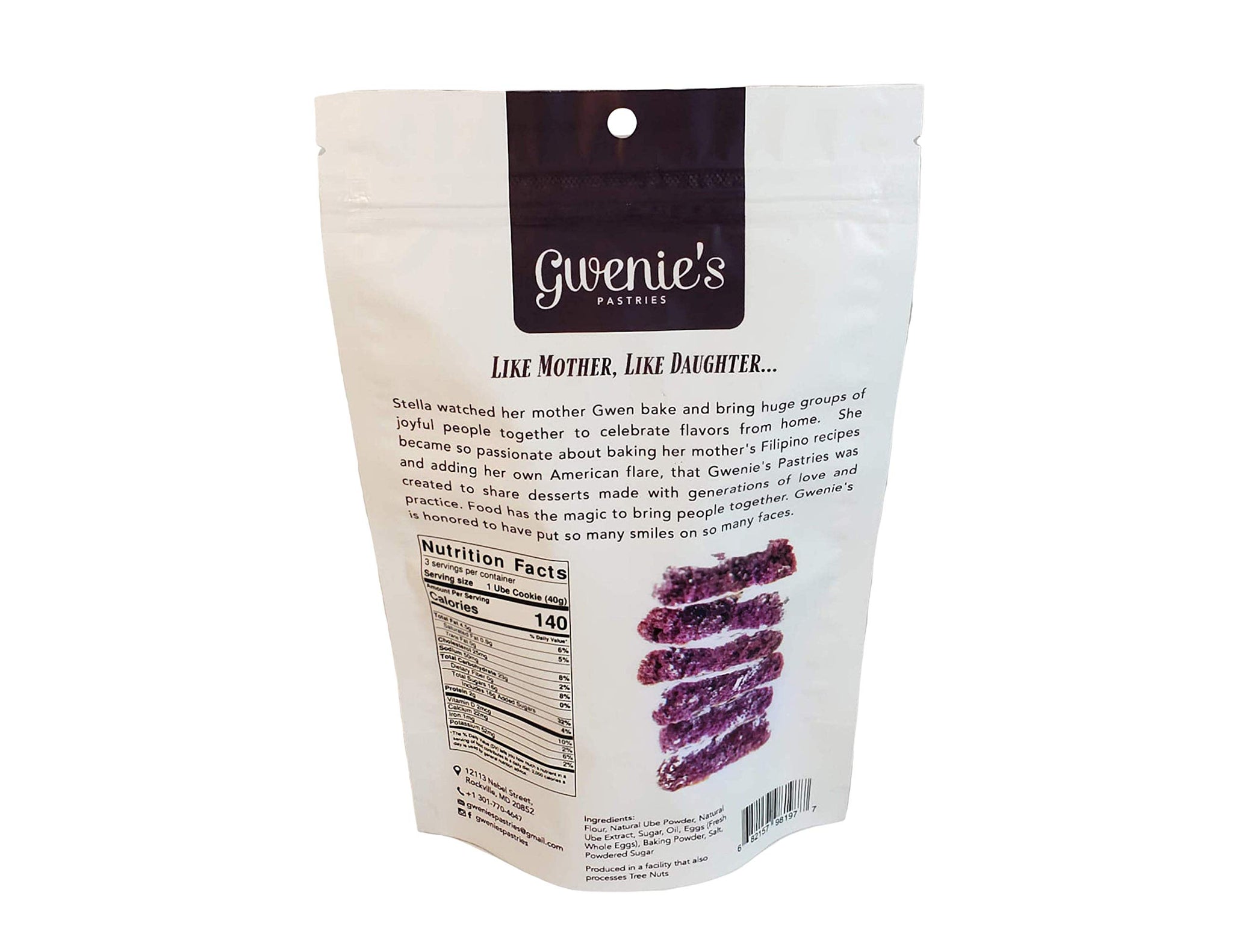 Gwenie's Pastries, Crinkles Cookies, Ube, (1 Pack) 3 Pieces per Pack