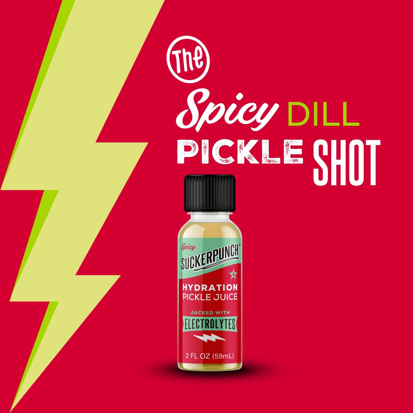 Suckerpunch Electrolyte Pickle Juice Shot, Leg and Muscle Cramp Relief, Sports Drink, Low Calorie, Gluten Free, Post Workout, Hydration, Potassium