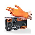 PACIFIC PPE 8 Mil Heavy-Duty Strength Nitrile Gloves, Chemical Resistant, Diamond Texture Industrial Disposable Gloves, Orange, 100PCs, X-Large