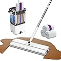 Mop and Bucket Set with Wringer,Separate Clean Dirty Water, Self Wringing Microfiber Dust Flat Mop for Hardwood Floors, Kitchen, Wall Cleaner -with 4