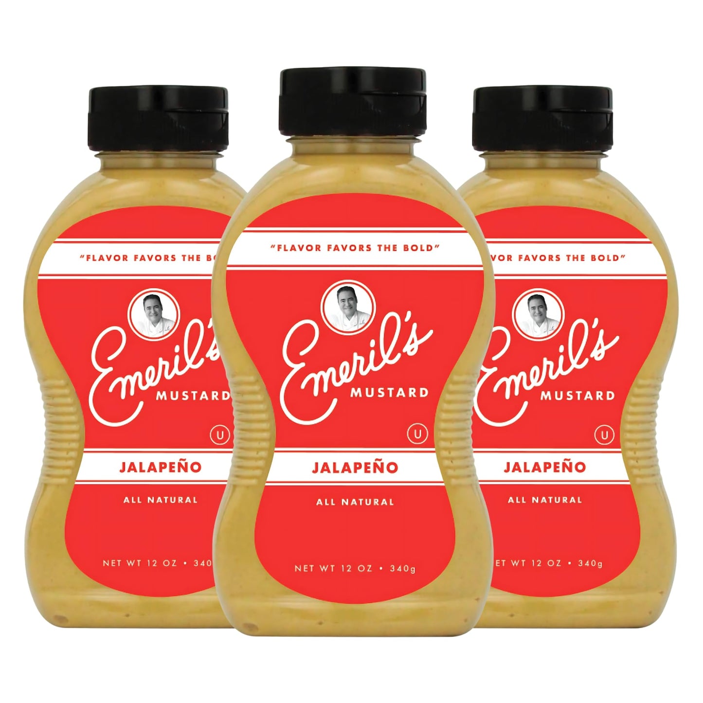 Emeril Lagasse Gourmet Mustard - Dijon, Jalapeño & Sweet Spicy - 12 oz Premium All Natural Mustard Sauce (Pack of 3, Jalapeño)
