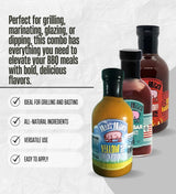 Meat Mitch Yellow Brick Road 19.7 oz + Stay Hot Spicy 19.6 oz + Char Bar BBQ Sauce 19 ounce Bundle with Measuring Spoon - 3 Flavor Variety: Sweet