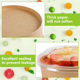 IJRPLM 50 Pack Paper Bowls with Lids, 36 oz Disposable Food Containers, Kraft Paper Salad Bowls, Disposable Soup Bowl, Serving Bowl with Lid