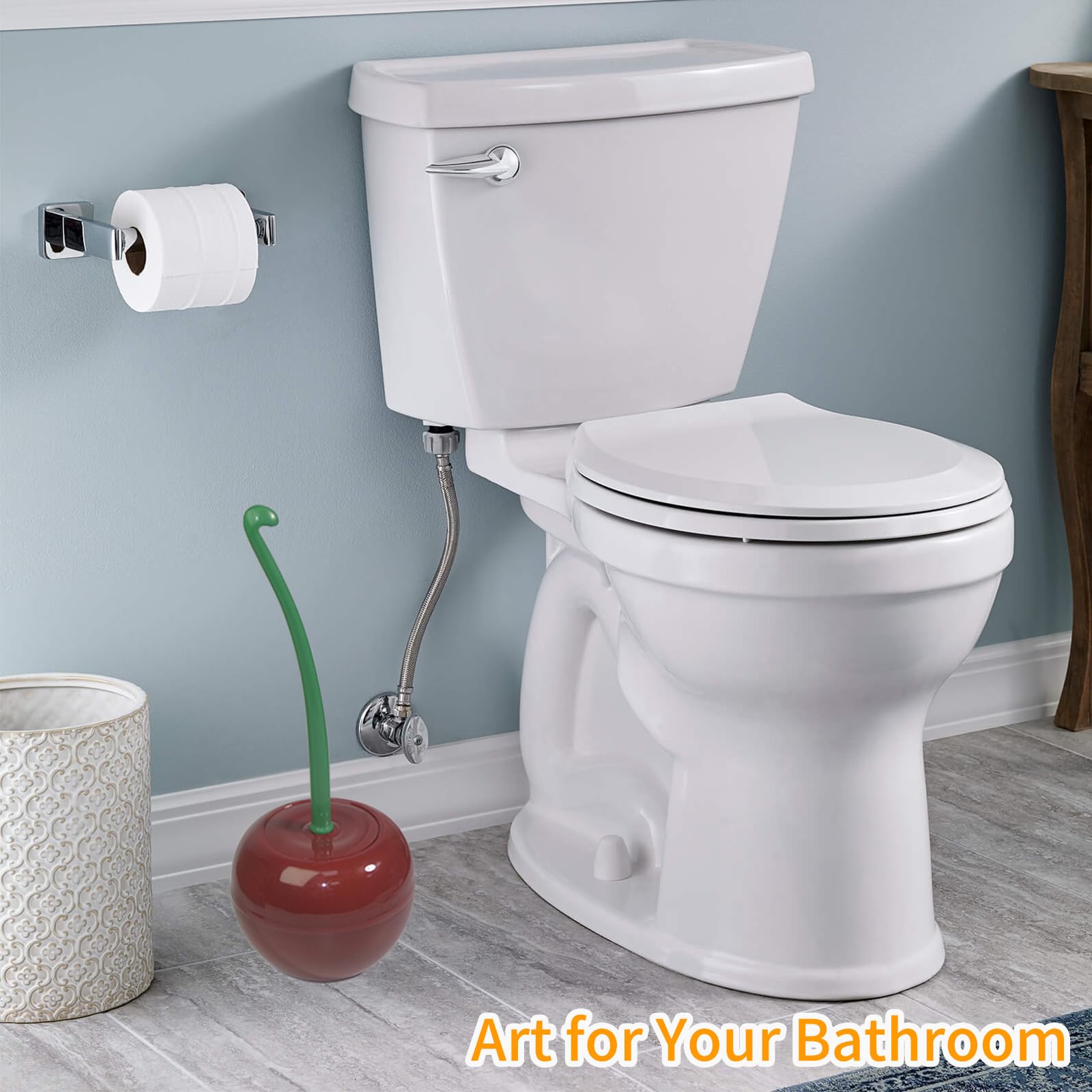 TSBSHum 2-Pack Cherry Toilet Brush and Holder | Cute Toilet Brush Set with Flexible Bristles for Easy Reach | Blending Eclectic Home Decor with Cherry