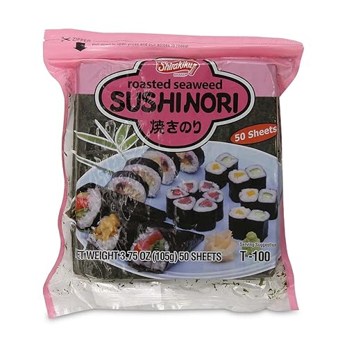 "Shirakiku Sushi Nori Seaweed - Japanese Sushi Nori Roasted Seaweed Sheets for Sushi Rolls | Perfect for Soups, Tofu, and Salads | Pack of 1 Contains