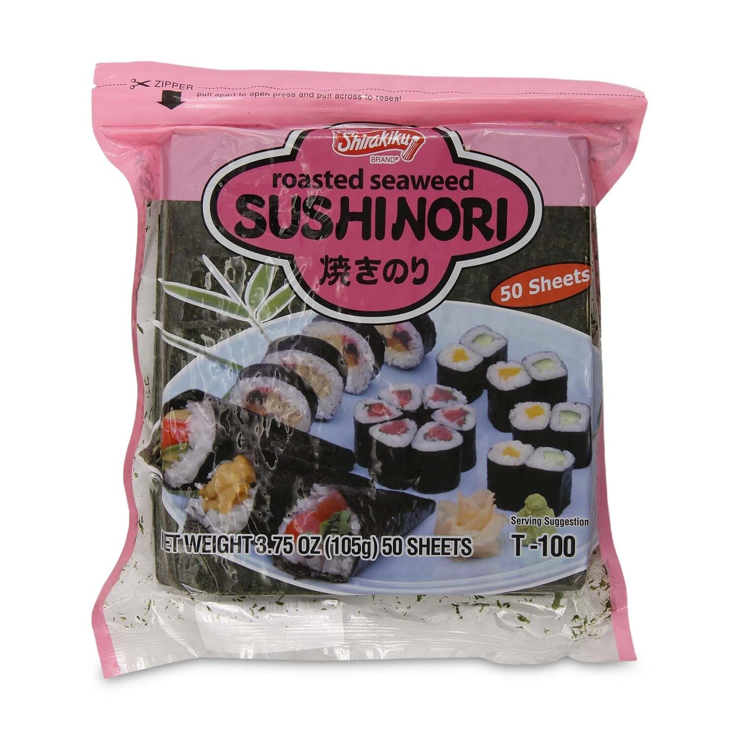 "Shirakiku Sushi Nori Seaweed - Japanese Sushi Nori Roasted Seaweed Sheets for Sushi Rolls | Perfect for Soups, Tofu, and Salads | Pack of 1 Contains