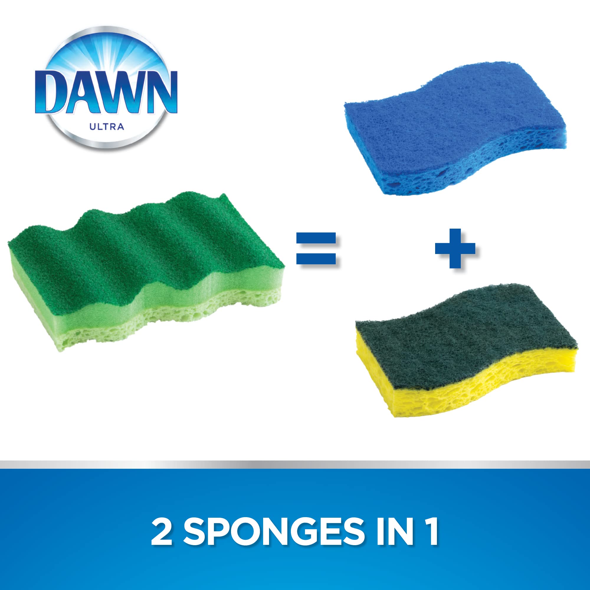 Dawn Power Clean Wedge-Shaped Scrubber Sponges, Pack of 3, Green