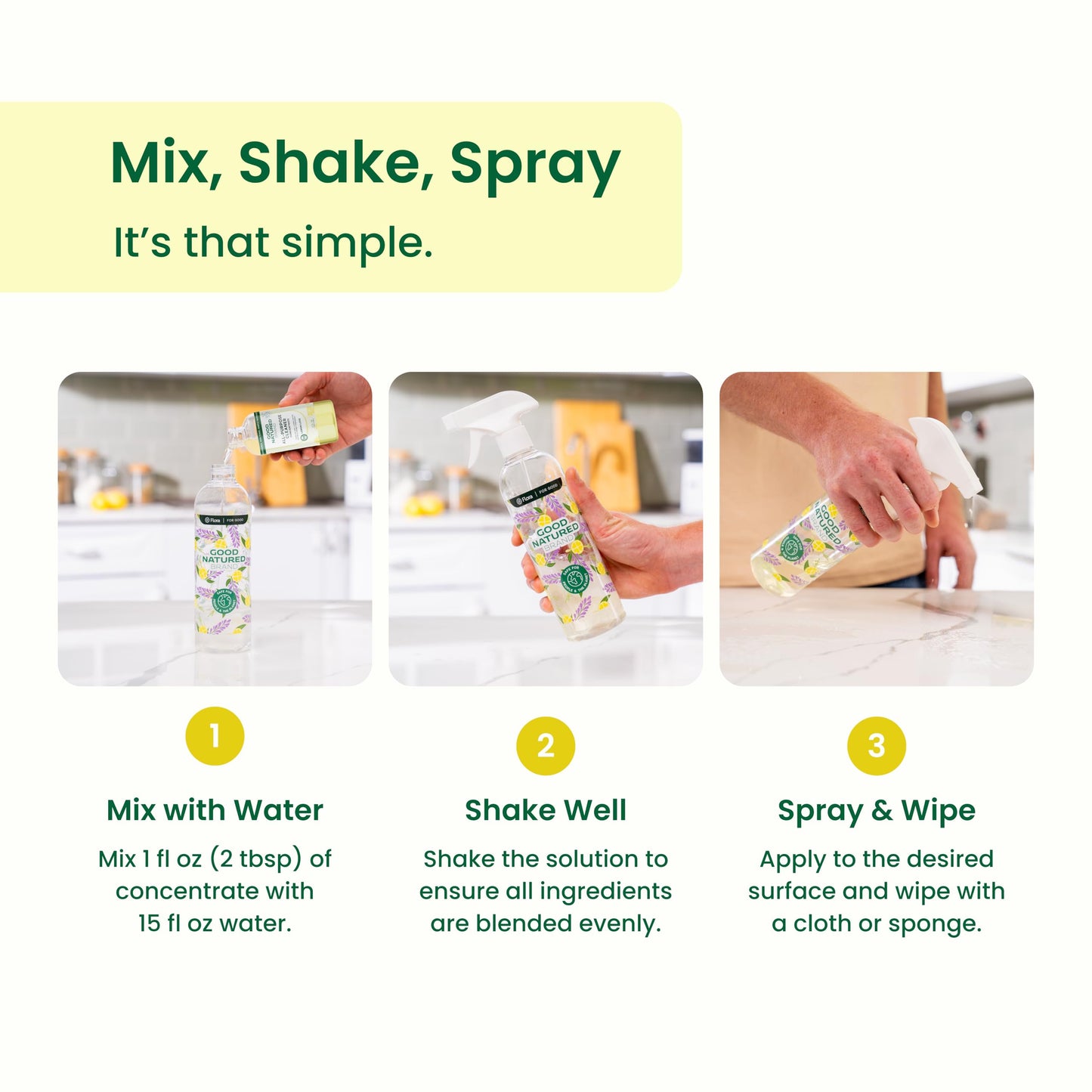Good Natured Brand All-Purpose Cleaner Concentrate | Multi-Surface Cleaner | Natural Lemon Essential Oil | Multipurpose Cleaner Concentrate All