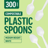 Staples Compostable Plastic Spoons, White, Mediumweight PLA Disposable Utensils for Office & Catering