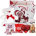 Valentines Day Gift Basket Set | Teddy Bear Plush (COLOR VARYS), Creme Savers Hard Candy, Individually Wrapped, Hershey Kisses Milk Chocolate, Heart