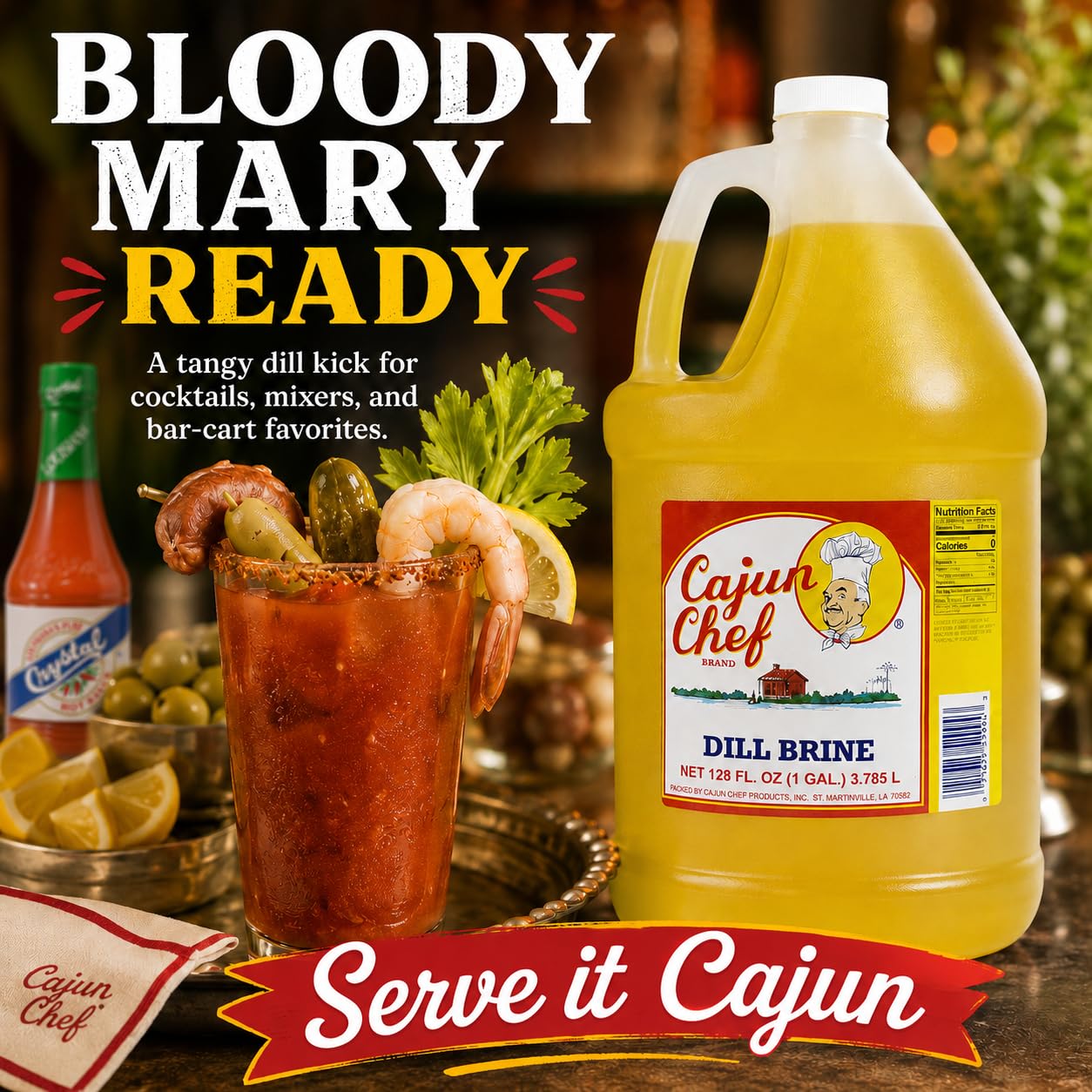 Cajun Chef Dill Brine - Perfect for Brining, Relieves Muscle Cramps, Bloody Mary's, Hydration, Recovery and More (1 Gallon (Pack of 2))