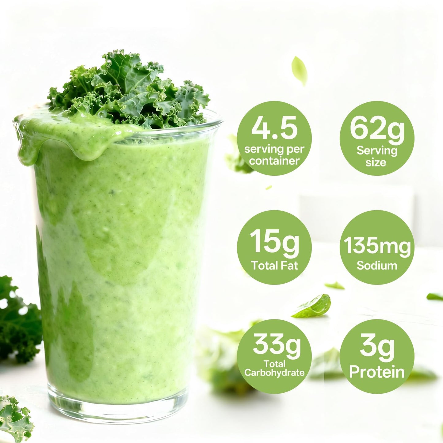 Freeze-Dried Kale Meal Replacement Shake | Powder with Oat & Chia Seeds, Plant Protein Rich Superfood Blend, Supports Energy, Digestive Support