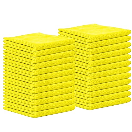 Cleanex Microfiber Cleaning Cloth for Kitchen & households, Towels for Cars. (300gsm) (Pack of 24 Yellow)