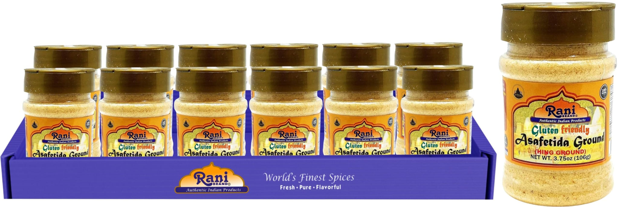 Rani Asafetida (Hing) Ground 3.75oz (106g) Gluten Friendly, PET Jar, Pack of 12 ~ All Natural | Salt Free | Vegan | Non-GMO | Asafoetida Indian Spice