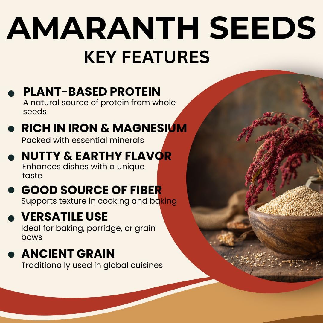 SPICY PANTRY Amaranth Seeds 12 oz - Gluten-Free Ancient Grain Rich in Protein & Minerals - Use for Porridge, Popped Snacks, Baking & Salads