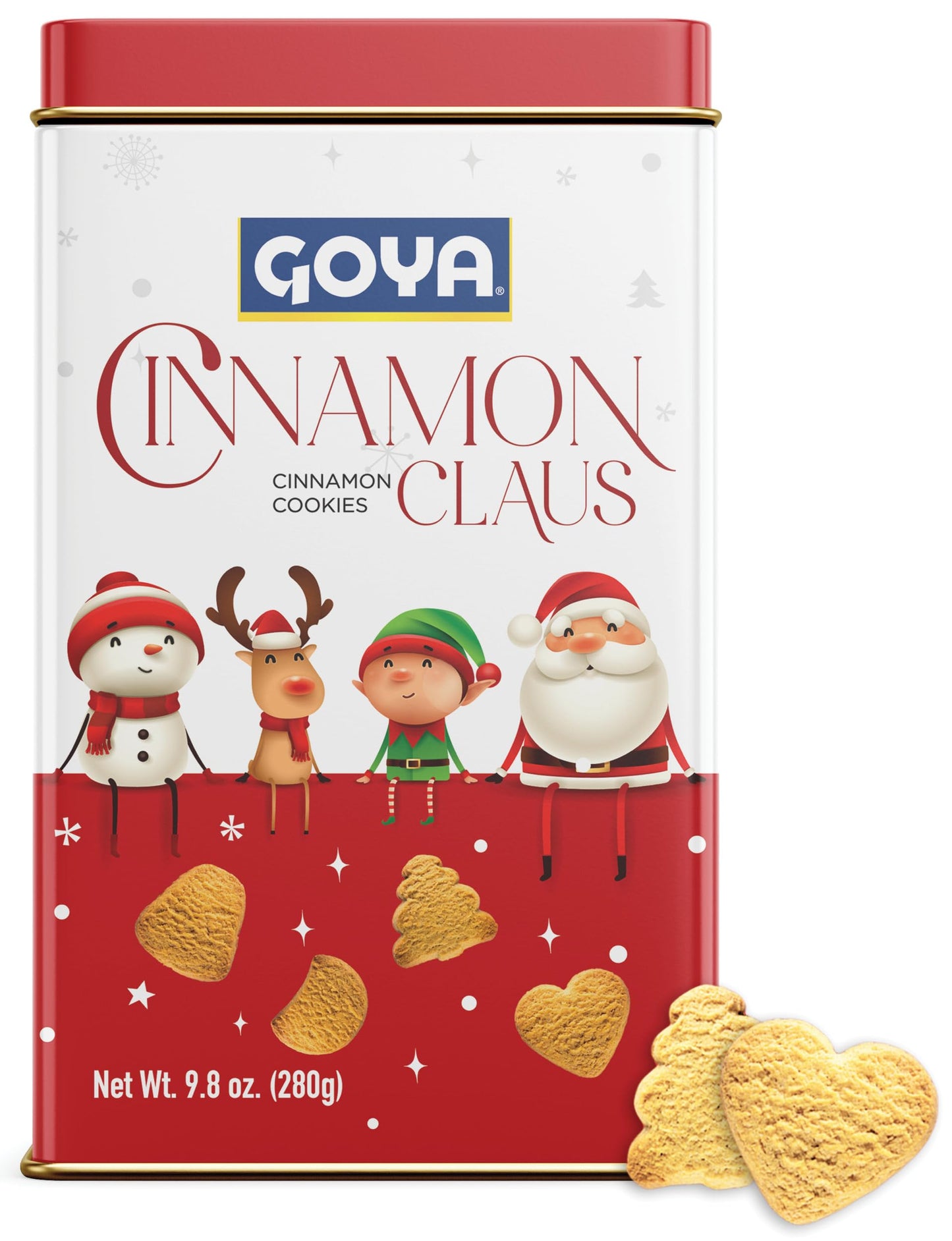 Goya Christmas Cookie Gift Collection, Festive Cinnamon Claus Christmas Cookies in Tin, Fun Shapes incl Heart & Tree, Holiday Treats for Family, 9.8oz