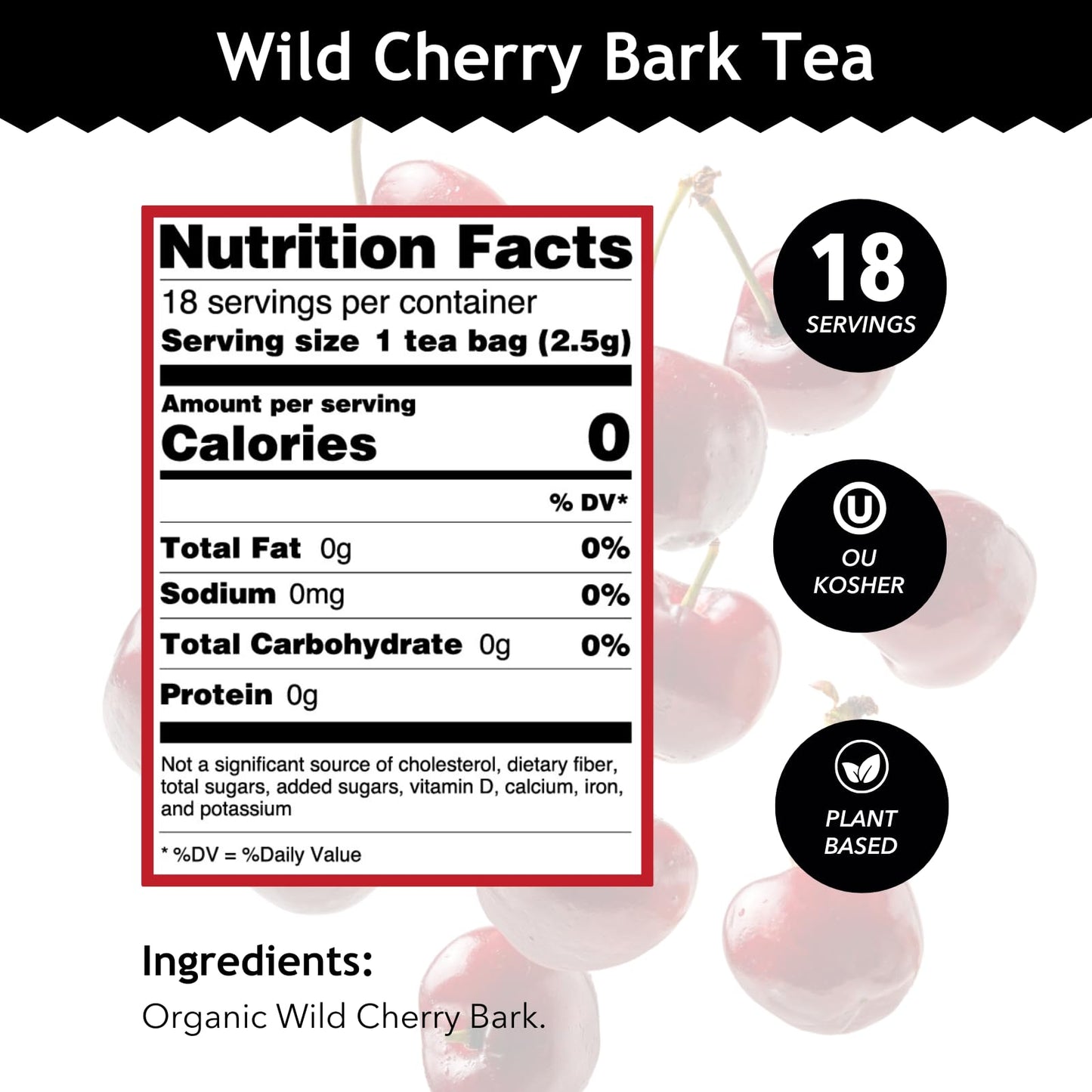Buddha Teas - Organic Wild Cherry Bark Tea - Herbal Tea - For Health & Wellbeing - Supports Respiratory & Digestive Health - Clean Ingredients