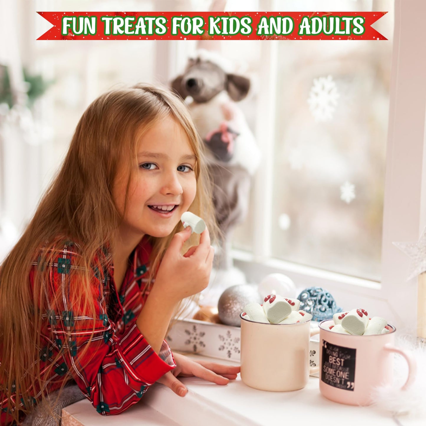 4E's Novelty Christmas Decorated Marshmallow Large Individually Wrapped 16 Pcs - Large Christmas Marshmallows for Hot Chocolate Toppers, Marshmallow