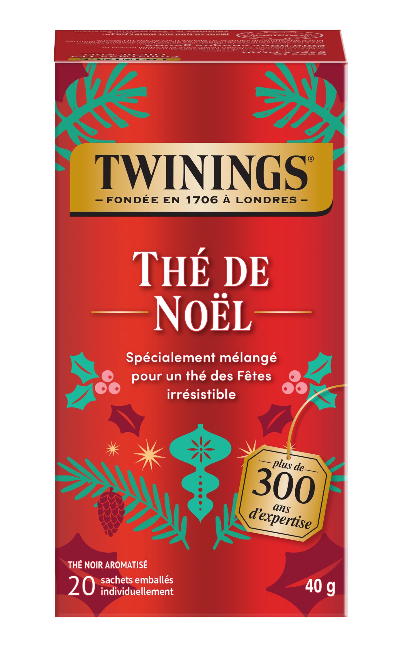 Twinings of London Christmas Black Tea, 20 Tea Bags (Pack of 6)