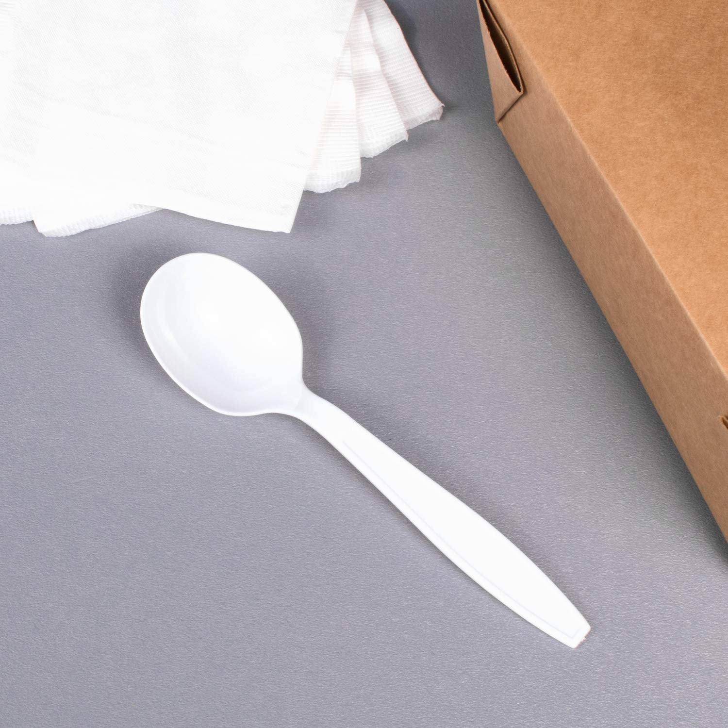 Karat U2022W 5.6" PS Extra-Heavy Weight Disposable Soup Spoon, White (Pack of 1000)
