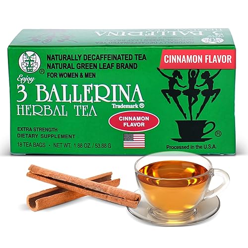 3 Ballerina Diet Tea Extra Strength - Cinnamon Flavored Herbal Tea Bags for Digestive Comfort and Weight Maintenance - 18 Count