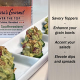 Laura’s Gourmet, Over The Top Savory Seasoned Ancient Grain Blends, “The Southwestern,” 10 oz. Tin, All-Natural, Gluten-Free Topper for Salads, Soups