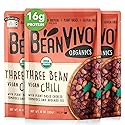 BeanVIVO (Pack of 3) Organics 16g Plant based Protein Three Bean Vegan Chili - Good Source of Fiber - Nutritious & Microwave Meals - Gluten-Free Plant