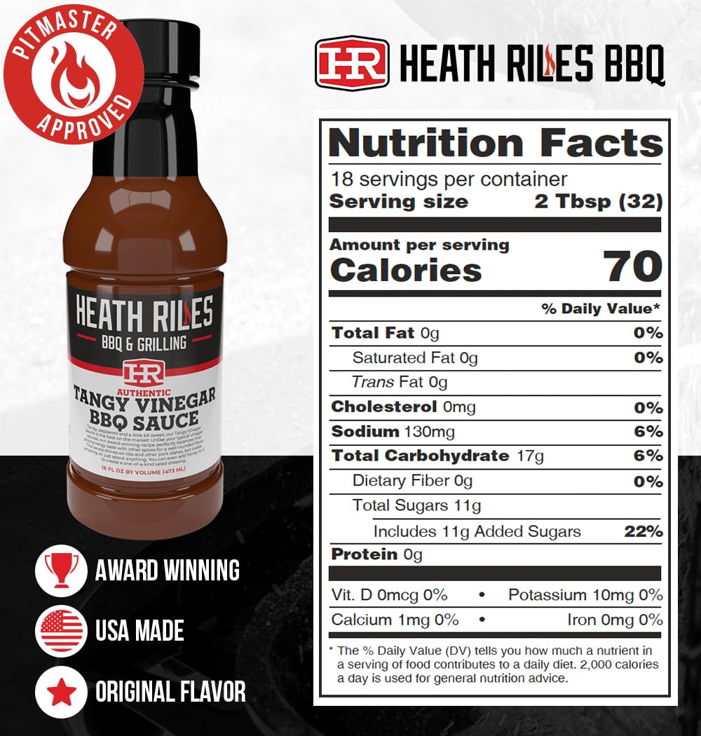 Heath Riles BBQ Sauces, Sweet and Tangy Vinegar BBQ Sauce Sampler, Pit Master Barbecue Sauce For Meat, Marinades, Dressings