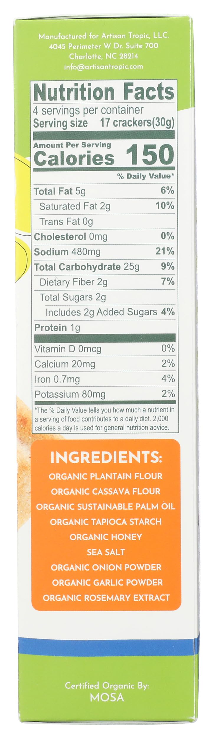 ARTISAN TROPIC Organic Sea Salt Crackers, 4.25 OZ