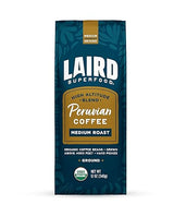 Laird Superfood Peruvian Medium Roast Caffeinated Ground, Ethically Sourced Premium Ground Coffee, Gluten-Free, Dairy-Free, Non-GMO, Paleo, Keto